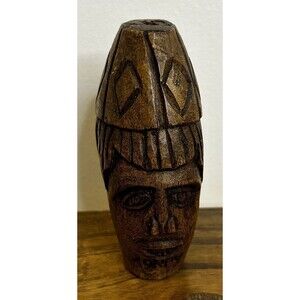 Vintage Hand Carved Signed By Artist 4.25” Head One Of A Kind Wood Carving